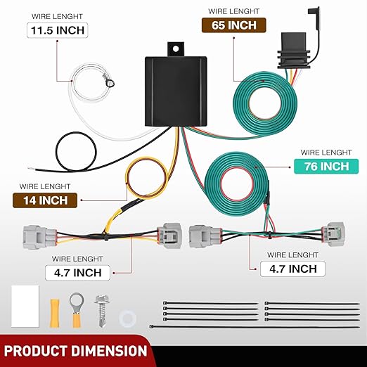 Nilight 4 Pin Trailer Wiring Harness Kit 55513 Compatible with Toyota 2005 2006 2007 2008 2009 2010 2011 2012 2013 2014 2015 Tacoma 2008-2012 Hilux 1993 1994 1995 1996 1997 1998 T100 Tow Hitch