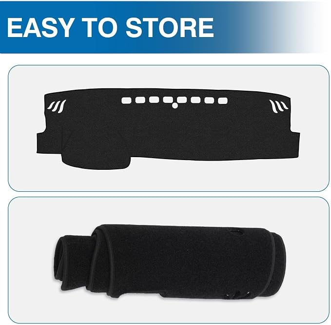 KUST Black Dash Cover for Toyota Camry 2018-2022 2023 2024 (L, LE, SE, XLE, XSE, XLE V6, XSE V6) (Without HUD) Polyester Dashboard Cover Non-Slip Interior Accessories for Camry No Glare