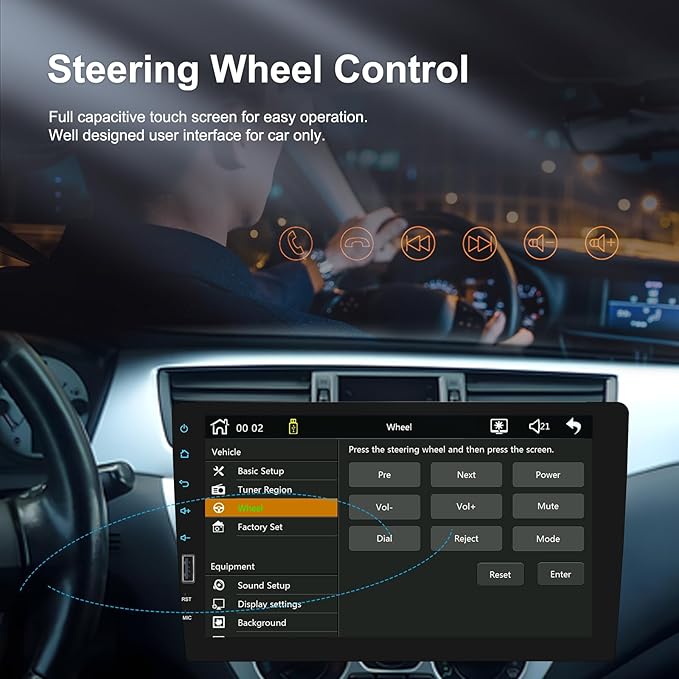 9 Inch Single Din Car Stereo Wireless Carplay Android Auto, 1 Din Touch Screen Car Radio FM AM Audio Receiver with Bluetooth EQ SWC Mirror Link, Backup Camera Mic