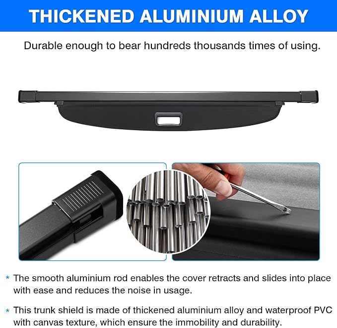 Powerty Cargo Cover for Kia EV6 2022-2025 2026 Trunk Cover Retractable Trunk Shielding Shade EV6 Accessories Cargo Luggage Cover Black