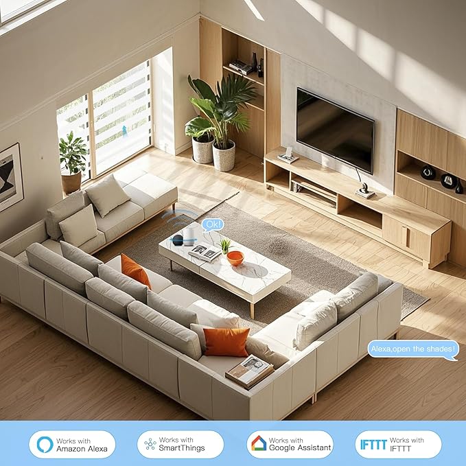 Motorized Blinds with Remote, 60% Blackout Smart Zebra Shades, Built-in Rechargeable Electric Automatic Blinds for Window Compatible with Alexa Google (White, 45" W x 72" H)