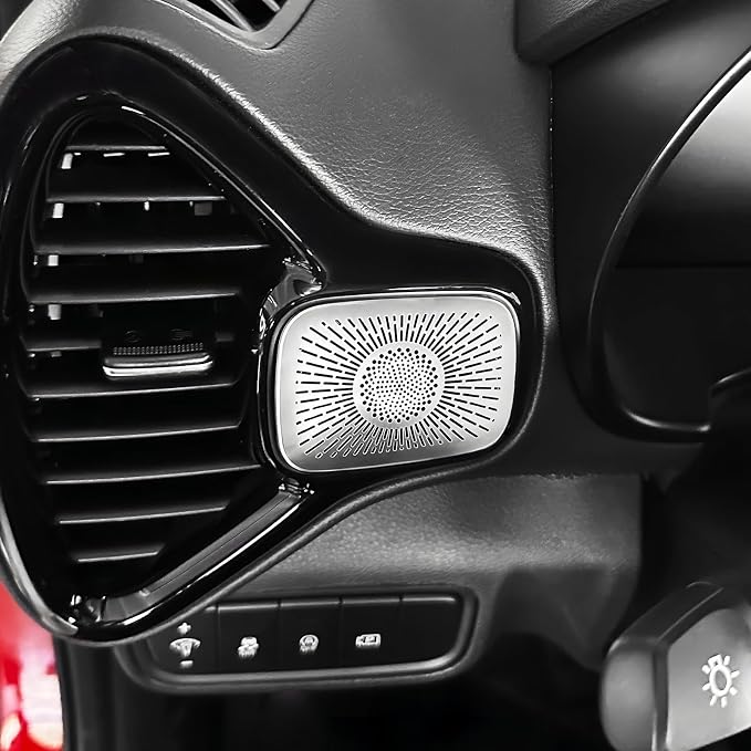 2PCS Dashboard Tweeter Speaker Covers Trim Compatible with Kia Soul 2020-2026 Accessories Stainless Steel (Silver)