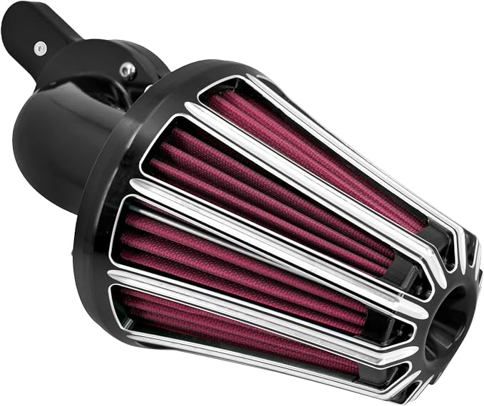 Air Cleaner Filter 90° Forward-Facing Intake Kit CNC Fit for Harley Touring Softail Dyna Sportster XL (Black Housing Red Element, B For Touring 00-07,Softail 00-15,Dyna 00-17)