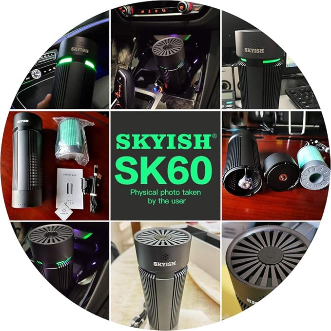 Air Purifier, True HEPA Filter, Auto Control plus Air Quality Monitor, Quiet in Car/Home, Three Purification Modes(SK-60)