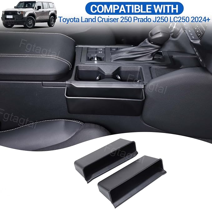 Gear Shift Organizer Tray Fit for Toyota Land Cruiser 250 Prado J250 LC250 2024 2025, Center Console Shifter Storage Box, ABS Storage Tray, Create Extra Storage Space for Driver and Passenger