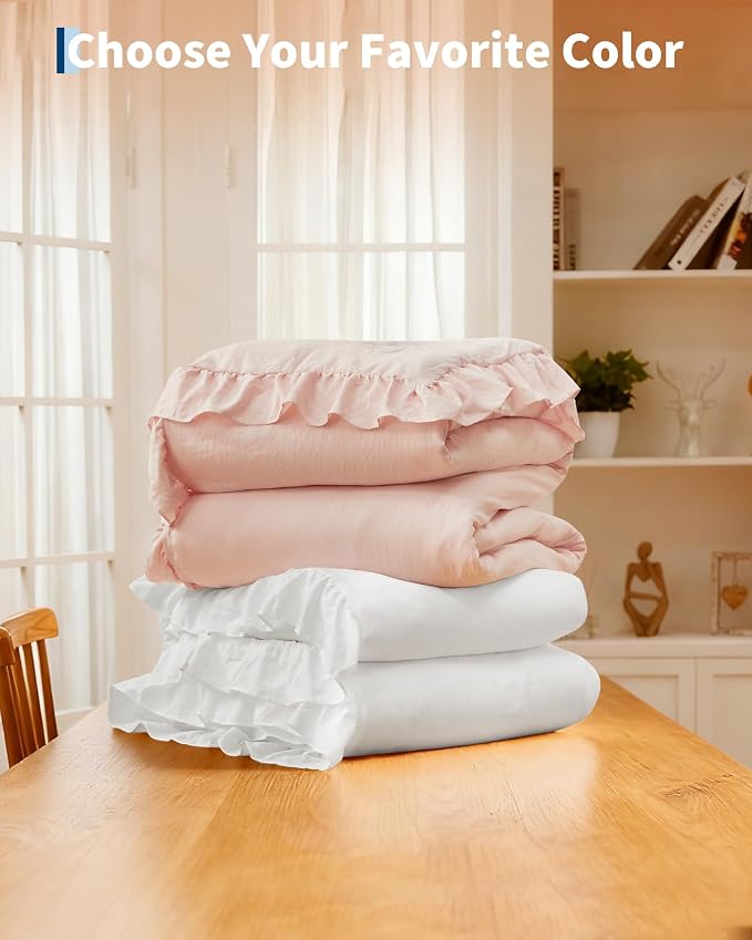 Heated Comforter Blanket with Ruffle, Wireless LCD Controller Electric Quilt - Fast Heating, Overheat Protection, ETL Certified, Machine Washable