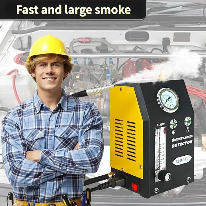 Smoke Machine Automotive with Built-In Air Pump and Pressure Gauge & Adjustable Flow Mete, Automotive Smoke Machine - 12V DC EVAP Smoke Machine for 12V Cars, Motorcycles, Trucks, Boats, ATVs