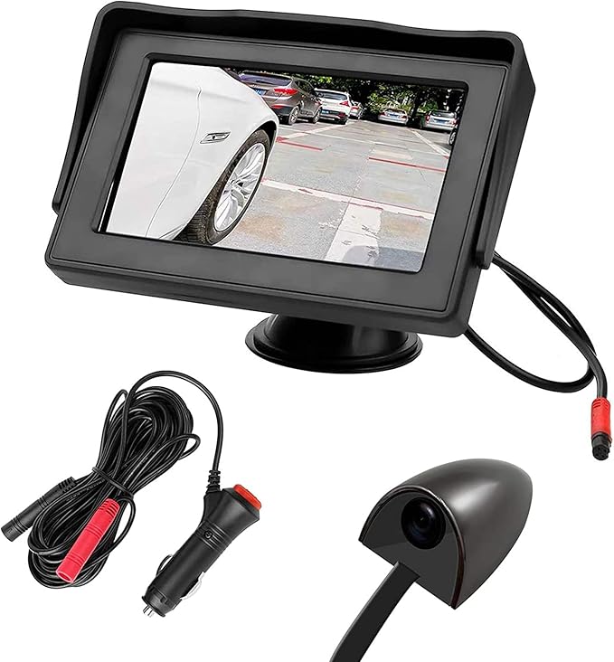 Side View Camera and 4.3” Monitor Kit, Car Door Tape Mounting Blind Spot Camera, Parking Assistance System with HD LCD Screen and Night Vision Cam for Trailers Pickup SUVs RVs