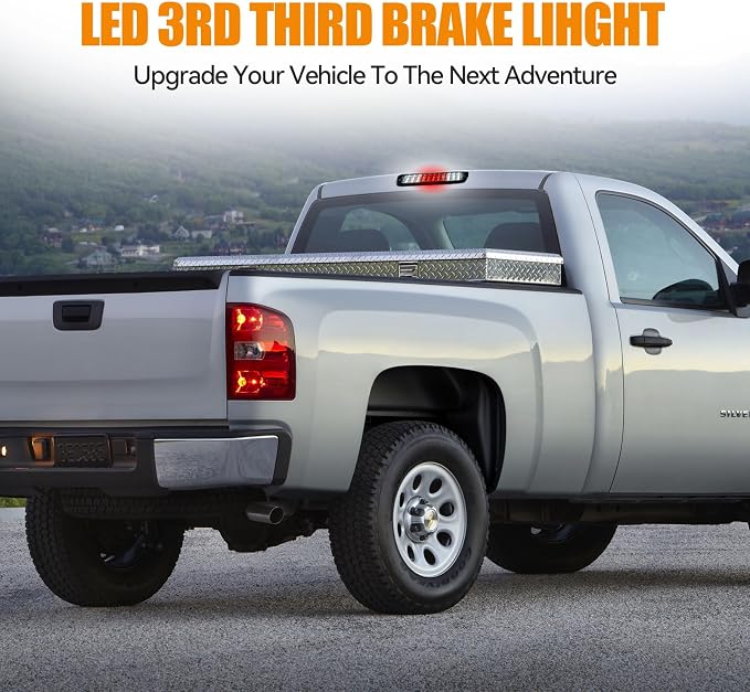 Third 3rd Brake Light LED for 2004-2012 Chevy Colorado, High Mount Rear Brake Lights Assembly for 04-12 GMC Canyon, Waterproof Center Cab Cargo Lamp Stop Light (Smoke)