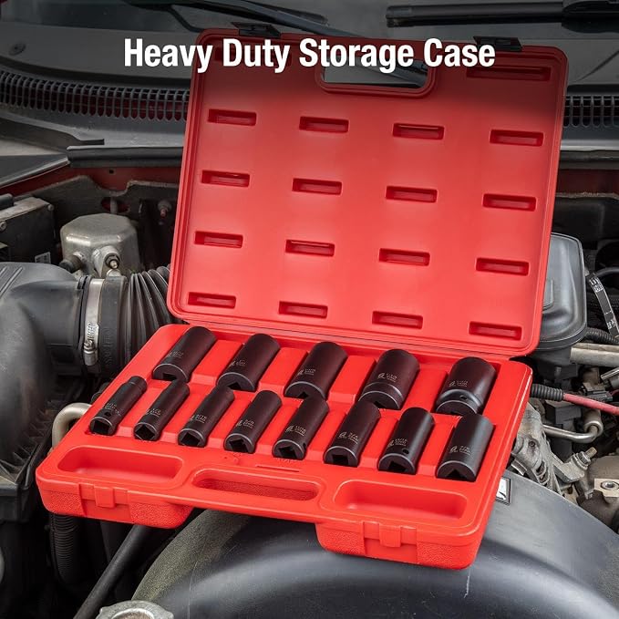Sunex 2651 1/2-Inch Drive Standard SAE Impact Socket Set, 13 Piece