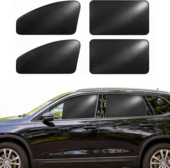 Car Curtains for Side Window - Thick Suede 4 Pcs Privacy Sun Shades Magnetic 100% Block Light Car Window Covers with Cooler Feeling (Ultra-Thick Suede, 4pcs)