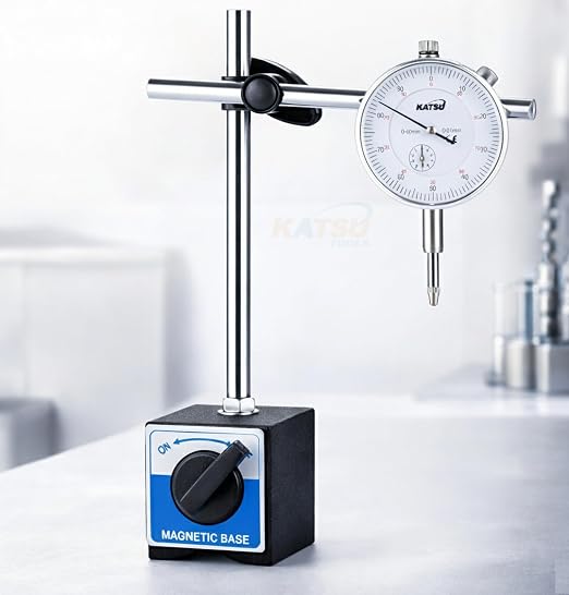 KATSU Tools Metric Dial Test Indicator DTI Gauge 0-10mm with Magnetic Base 40111963