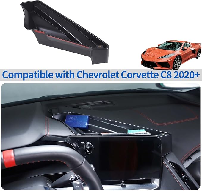 Center Console Storage Box Compatible with Chevrolet Corvette C8 2020-2025, ABS Navigation Screen Rear Storage Tray Organizer, Auto Interior Storage Accessories, Style B
