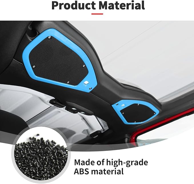 JWWY for Jeep JL Speaker Audio Trim Top & A Pillar Cover Trim for 2024 Jeep Wrangler JL JLU & Gladiator JT Accessories ABS 4PCS Light Blue