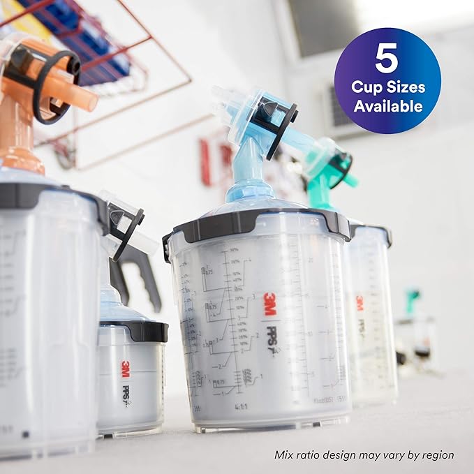 3M PPS 2.0 Spray Gun Cup, Lids and Liners Kit, 26028, Micro, 3 Ounces, 200-Micron Filter, Use for Cars, Furniture, House and More, 1 Mini Paint Cup, 50 Micro Liners, 50 Lids, 32 Sealing Plugs