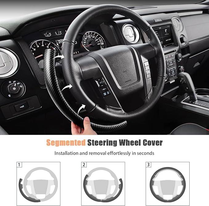 Steering Wheel Cover for Ford F150 2009-2014/Ford Expedition 2015-2017 Custom-fit Car Steering Wheel Cover for Ford Steering Wheel Protector