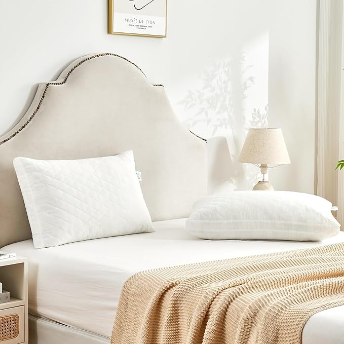 Memory Foam Pillows Queen Size Set of 2,Adjustable Bed Pillow with Gusseted for Sleeping,Medium Firm Pillows 2 Pack for Side, Back or Stomach Sleepers (20 x 30 in, White)