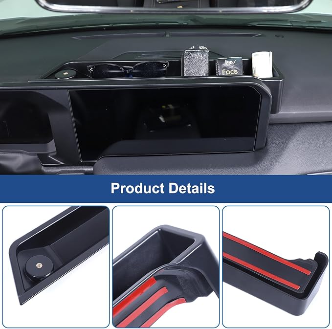 Dashboard Storage Box Compatible with Toyota Land Cruiser 250 Prado LC250 J250 2024 2025 2026, ABS Center Console Organizer Tray Navigation Screen Behind Storage Box