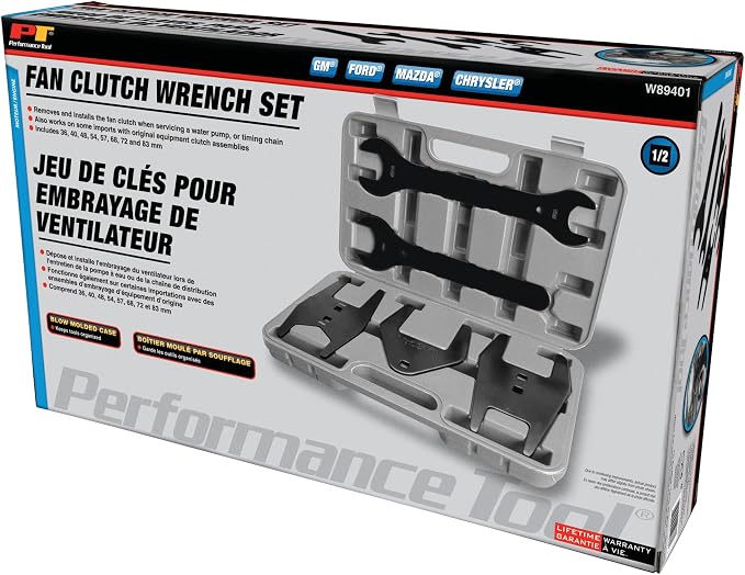 Performance Tool W89401 Fan Clutch Wrench Set (5 Pieces) - Essential Kit for Fan Clutch Servicing and Repairs