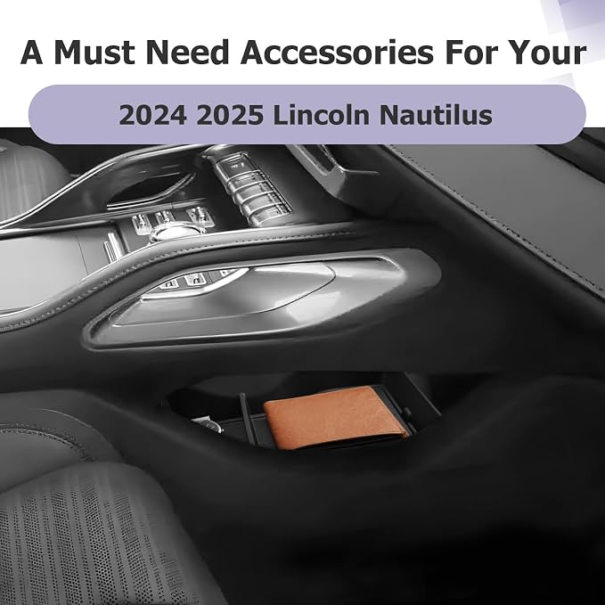 LUWU 2026 Lincoln Nautilus Lower Center Console Organizer Compatible with 2024 2025 2026 Lincoln Nautilus Premiere/Reserve/Black Label Accessories Armrest Console Organizer Armrest Insert Tray Black