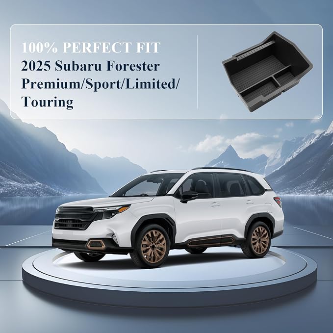 BIBIBO 2025 2026 Forester Center Console Organizer for 2025+ Subaru Forester Premium/Sport/Limited/Touring Console Tray 2025 Subaru Forester Insert Glove Pallet Organizer 2025 Forester Armrest Tray