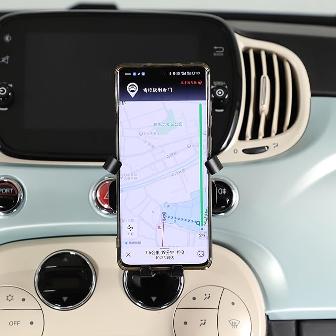 HAPPYHORSE Car Phone Mount Compatible with Fiat 500 2016-2023,Car Center Console Mobile Phone Bracket Phone Holder Phone Mount Mount with Self-Adhesive Base Accessories (Style B)