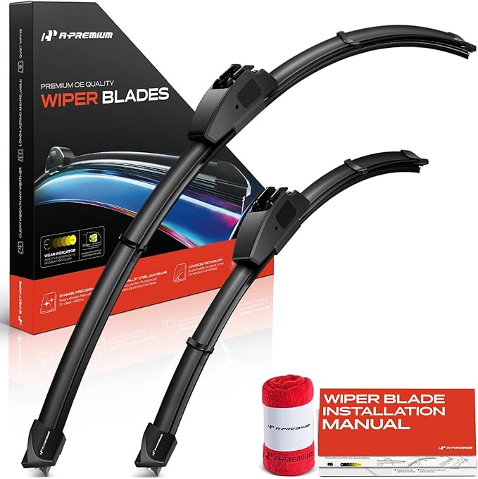 A-Premium 26"+16" Windshield Wiper Blades Compatible with Toyota RAV4 2013-2014, Corolla 2009-2018 - Hook Connector, with Wear Indicator & Towel, Left and Right (Pack of 2)