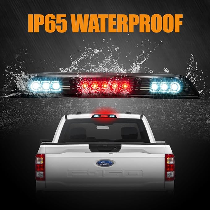 Third 3rd Brake Light LED for 2015-2020 Ford F150, High Mount Rear Brake Lights Assembly for 2017-2020 F250/F350/F450 Super Duty, Waterproof Center Cab Lamp Stop Light