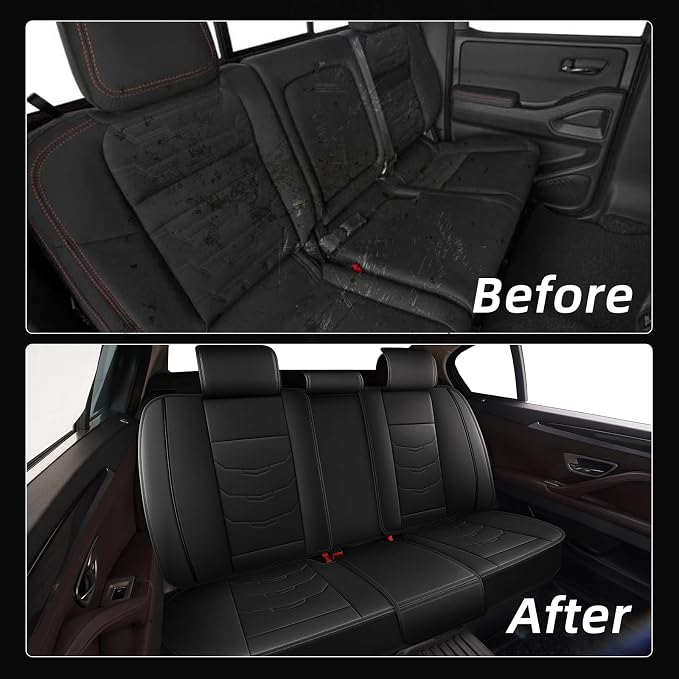 Seat Covers Fit for Cadillac STS 2005-2011 Car Full Set Luxury Leather Waterproof Scratch-Resistant Protectors Automotive Seat Cushion with Airbag Compatible (5 Seats,Black)