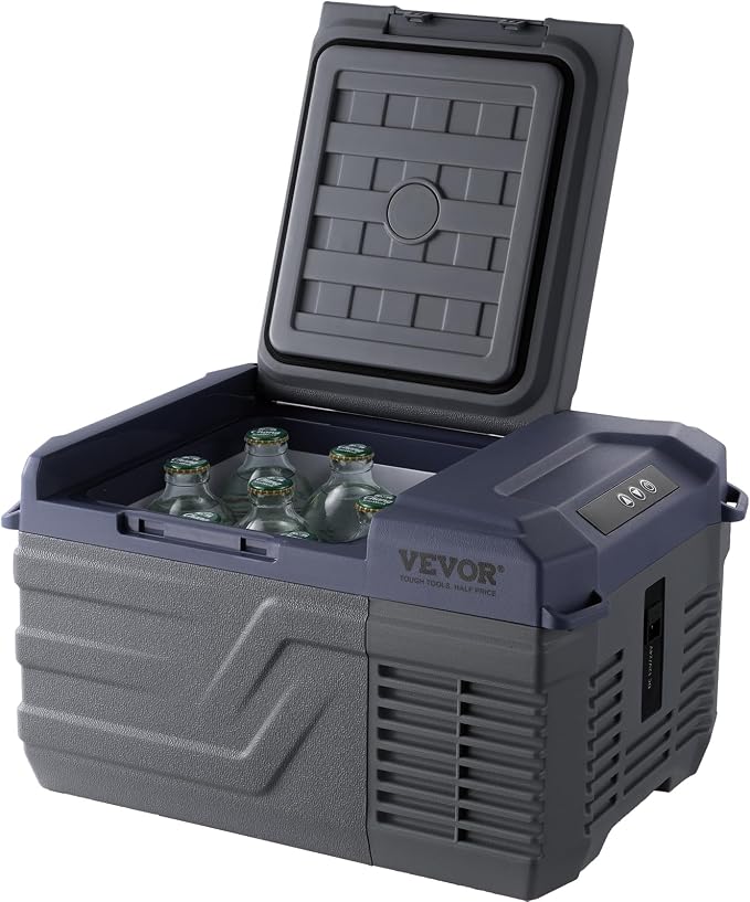 VEVOR Car Refrigerator, 12 Volt Car Refrigerator Fridge, 9 L Single Zone Portable Freezer Cooler, -4℉-68℉ Adjustable Range, 12/24V DC and 100-240V AC Compressor, for Outdoor, Camping, RV