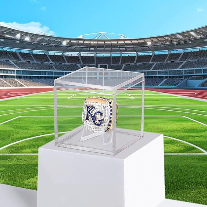 Clear Acrylic Championship Ring Display Case, Memorabilia Stand Cube Holder Dust Protection Transparent Storage Box for Sports Baseball Basketball Fan Souvenir Protection Supplies (2.1 x 2.1 x 2.1)
