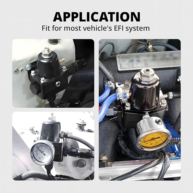 EVIL ENERGY Fuel Pressure Regulator 6AN EFI Bypass Return Adjustable (30-70PSI), Black