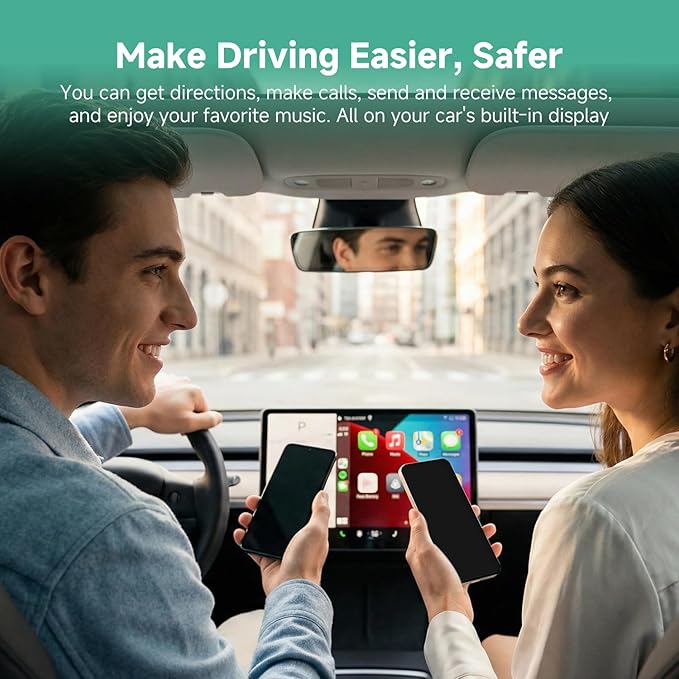 M1 Wireless CarPlay Android Auto Adapter, 2-in-1 Wired to Wireless Dongle, Aluminum Alloy & Glass Build, Mini Cable-Free Design, Dual 5G WiFi 6 for Cars with Factory Wired CP & AA