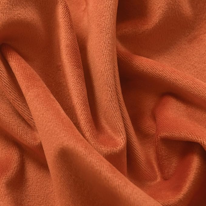 Roslynwood Luxury Soft Russet Orange Velvet Curtains 84 inches Long Back Tab Thermal Insulated Blackout Window Drapes for Living Room/Bedroom/Dining Room, W52 x L84, 2 Panels