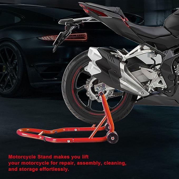Big RED Motorcycle Stand 500LB, Adjustable Sport Bike Front and Rear Wheel Lift Stands, Fit for Yamaha, Kawasaki, Honda, Suzuki, Red, U+L