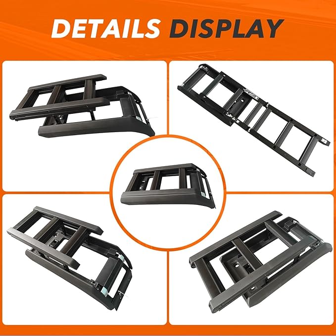 OEM Style Black Foldable Side Ladder with Locking Mechanism for 2024-2026 Toyota Land Cruiser Prado J250/LC250/1958 - Tailgate Mounted Climbing Ladder