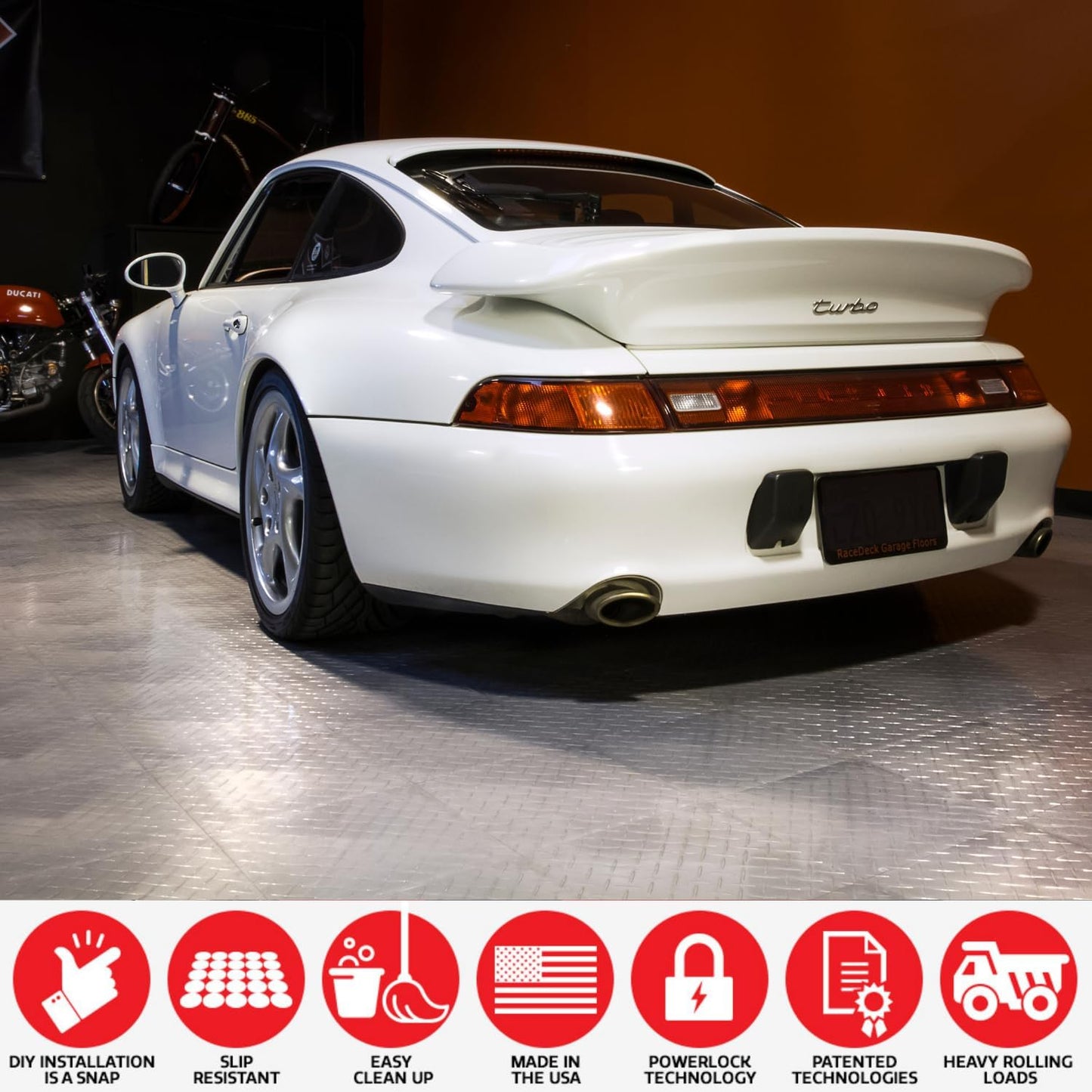 Big Floors RaceDeck Diamond Plate Design, Durable Interlocking Modular Garage Flooring Tile (Alloy, 24 Pack of 12 x 12" Tiles)