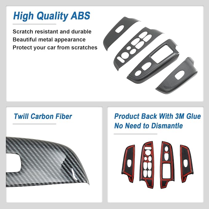 Carbon Fiber Window Lift Switch Panel Cover for Honda Civic 8th Gen 2006 2007 2008 2009 2010 2011
