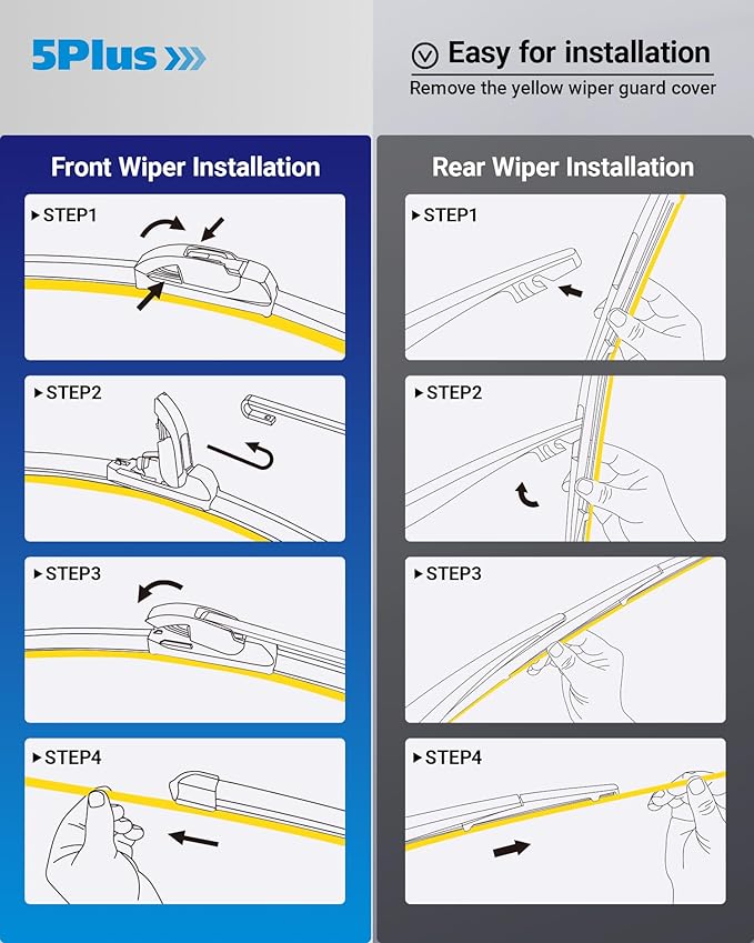 5 PLUS® 28"+14"+12" Windshield Wipers Replacement for Toyota Corolla 2024 2023 2022 2021 2020 2019 Wiper Blades,Windshield Wiper Blades Original Equipment Replacement (Pack of 3)