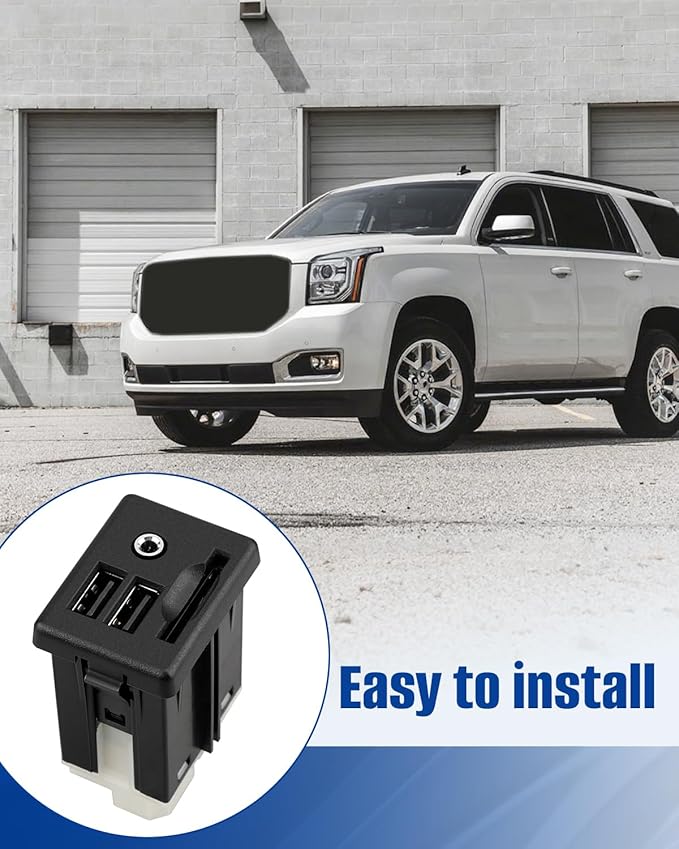 Dual USB Port SD Card Interface AUX Jack Fit for Cadillac CTS XTS ATS, Fit for Chevrolet Corvette Tahoe Suburban, Fit for GMC Yukon Replace 13581213