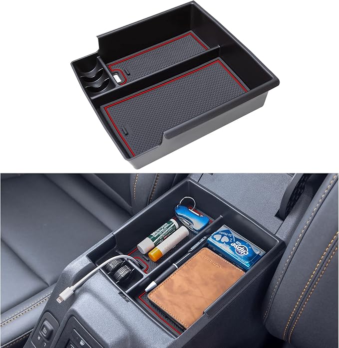TOPINSTALL New Red Tray Compatible with 2021-2024 Ford Bronco & 2025+ Bronco 2-Door & 2025+ 4-Door Manual Transmission, Full Size Bronco Organizer (NO for 2025+ 4-Door Automatic)