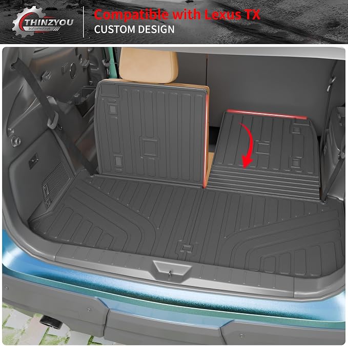 Trunk Mat Compatible with 2024 2025 2026 Lexus TX350 TX500h TX550h+ 6&7 Seats Cargo Mat Cargo Liner Trunk Liner Back Seat Protector All Weather TX Accessories (Trunk Mat with Backrest Mat)
