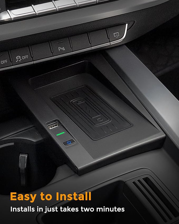 CarQiWireless Wireless Charger for Audi Accessories,Automotive Center Console Organizer Wireless Charging Pad for Audi A4/S4 2016-2025,for Audi A5/S5 2018-2024 Accessories,fit for Audi A4/S4/A5/S5