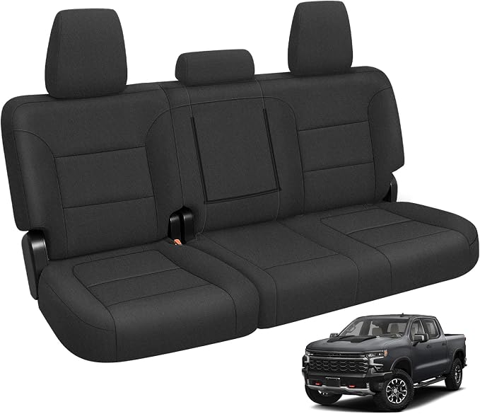 SAPUBK Rear Seat Covers Sets Replace for 2019-2025 Chevy Silverado/GMC Sierra 1500 CrewCab, Premium Neoprene with Composite Soft Foam Lining Breathable Seat Cover Cushion