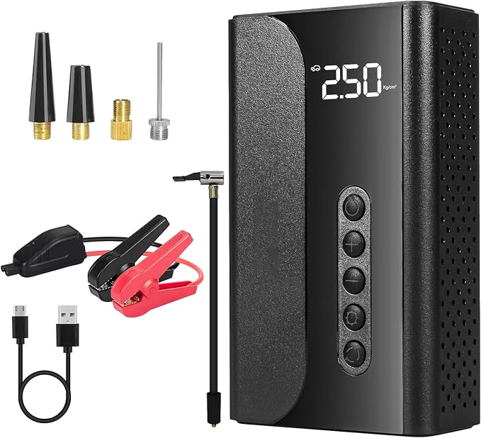 Jump Starter 150PSI Auto Tire Inflator,10400mAh Portable Battery Booster Car Battery Charger Jump Box Pack