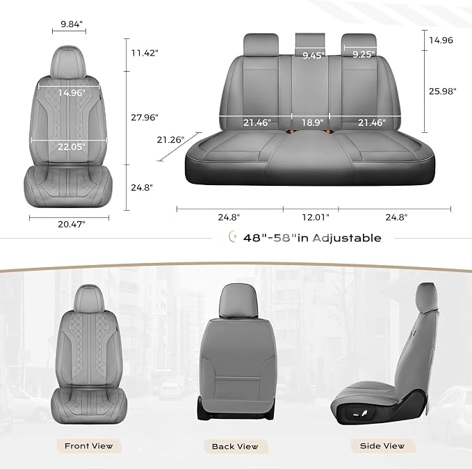 Coverado Car Seat Covers Full Set, Seat Covers for Cars, Front Seat Covers and Back Seat Cover Waterproof Leather Automotive Seat Cover, Universal Car Interior Protectors Cushion for Most Cars