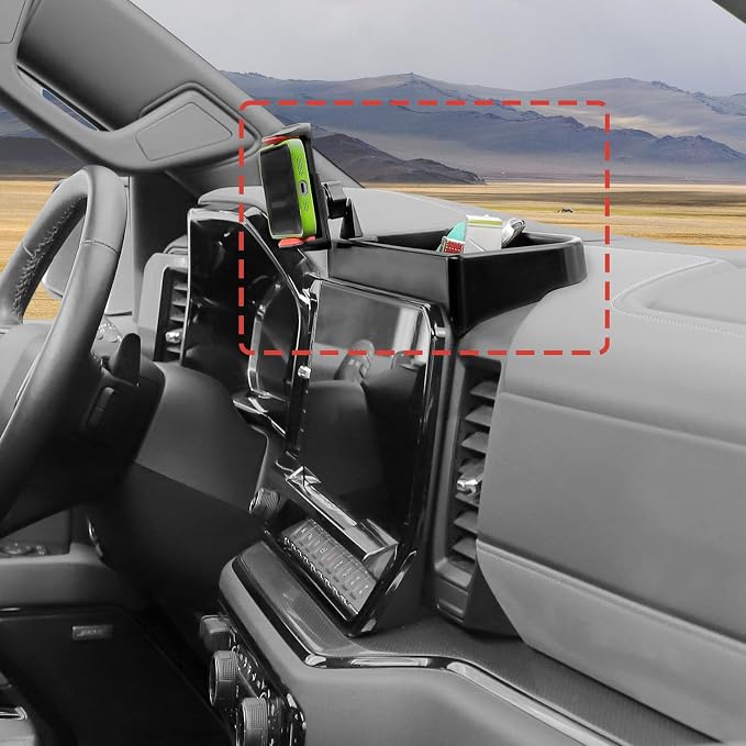 Fit for Chevrolet Silverado 2022+ Multi-Mount Phone Holder Dash Tray Center Console Dashboard Phone Mount with Organizer Interior Accessories