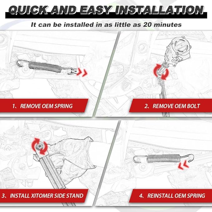 Xitomer 3 inch Adjustable Kickstand Compatible with Ninja ZX-6R / ABS 2013-2026 & ZX 6R KRT Edition 2016-2019, 2023 & ZX6R 30th Anniversary Edition 2015 Motorcycle Adjustable Side Stand