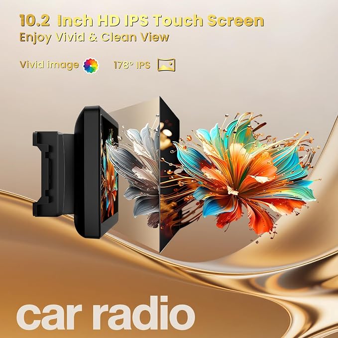 (8Core + 64GB) 10.2 Inch QLED Touch Screen Car Radio for Dodge RAM 1500 2500 3500 2009 2010 2011 2012 with Carplay and Android Auto, Support Bluetooth,WiFi,GPS,FM Radio,Backup Camera & SWC