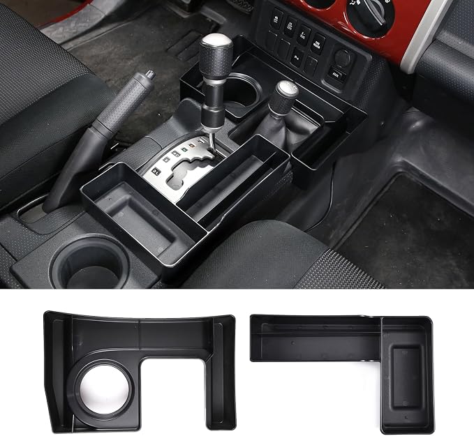 Fit for Toyota FJ Cruiser 2007-2021 Gear Shift Storage Box, Gear Shift Console Side Tray Organizer, Create Extra Storage Space for Passenger Side Organizer Tray (U+L Shape)